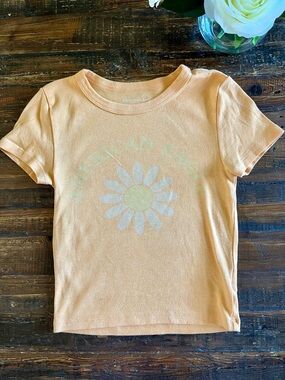 American Eagle Outfitters Peachy Orange Daisy Baby Tee Sz XS